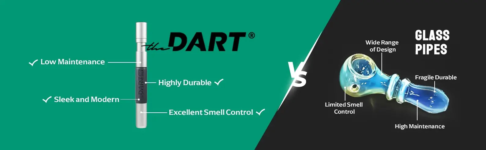 glass pipes vs the dart for smoking experience